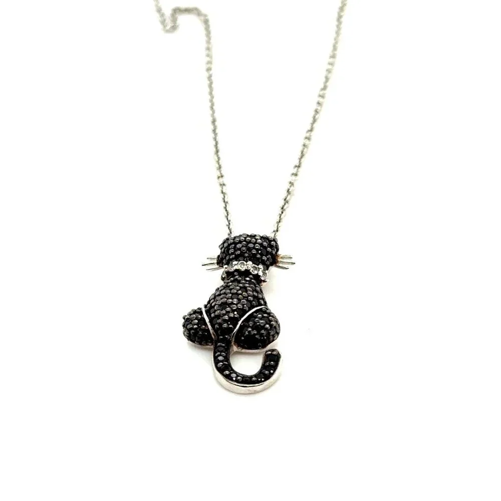 Pave‎ Black/White Stones Cat Necklace